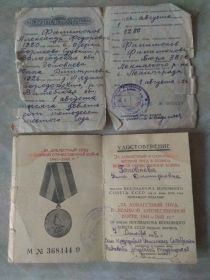 Медаль "За доблестный труд в Великой Отечественной войне 1941--1945 гг."