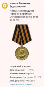 Медаль «За победу над Германией в Великой Отечественной войне 1941–1945 гг.»