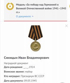 Медаль «За победу над Германией в Великой Отечественной войне 1941-1945гг.