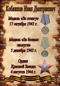 Медаль «За отвагу» , Медаль «За боевые заслуги», Орден Красной Звезды