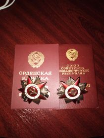 Два ордена Великой Отечественной Войны, Один орден Красной Звезды и медали.