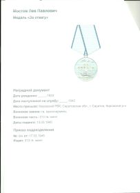 Медаль " За отвагу "