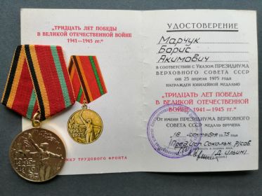 Медаль «Тридцать лет победы в Великой Отечественной Войне 1941-1945 гг.»