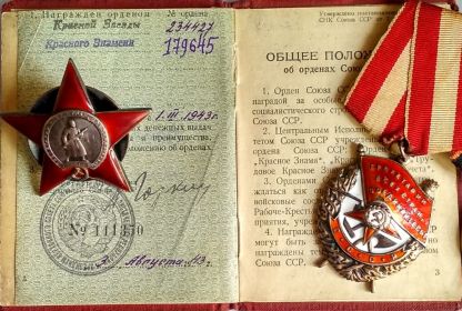 "Орден красного знамени" № 179645