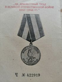 За доблестный труд в Великой Отечественной войне 1941-1945