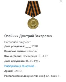 Медаль "За Победу над Германией в ВОВ 1941-1945"