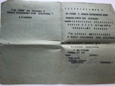 За победу над Германией в Великой Отечественной войне 1941-1945гг