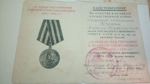 Медаль за победу над Германией в Великой Отечественной войне 1941-1945 гг.