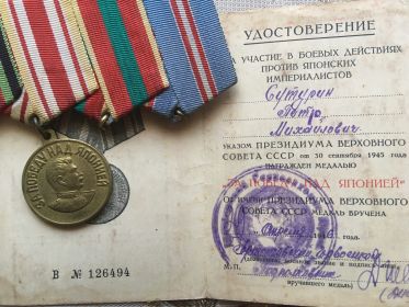 Медаль: «За победу над Японией»