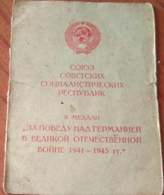 Медаль «За победу над Германией в Великой Отечественной войне 1941-1945 гг»