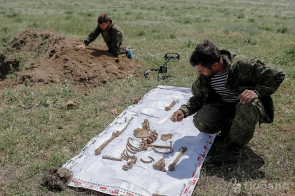 Ставропольские поисковики во время раскопок нашли останки советского солдата