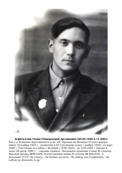 Асфатуллин Газим (Тимергазим) Арсланович