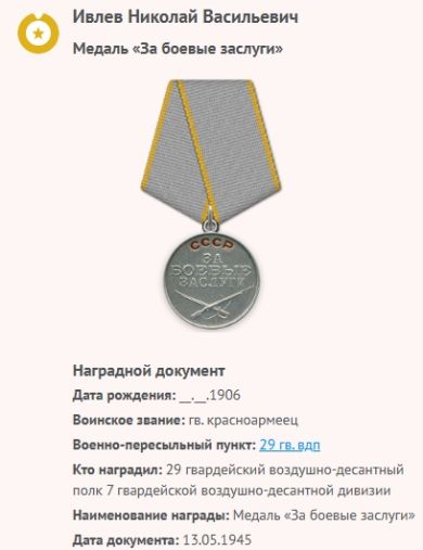 Ивлев (Ивлиев) Николай Васильевич