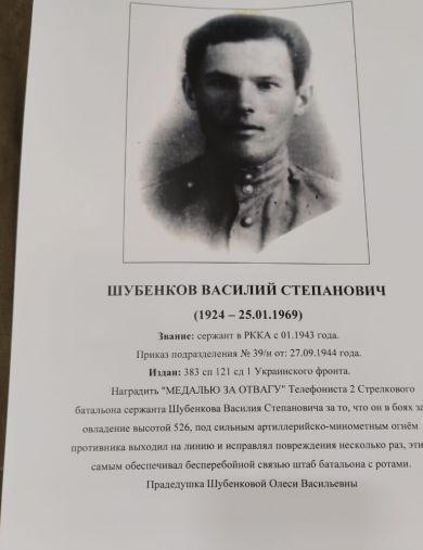 Шубенков Василий Степанович