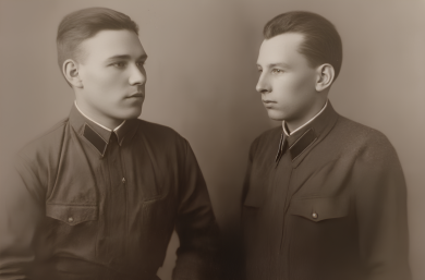 Большов Дмитрий Макарович (справа) и Карпов Андрей