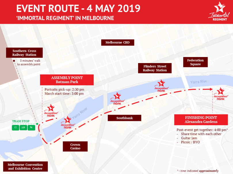 'Immortal Regiment' route - Melbourne 2019